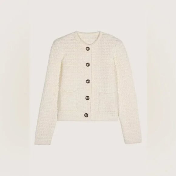Ba&sh Bash Gaspard Cardigan Jacket in Ecru | size 2 / M - Picture 3 of 7